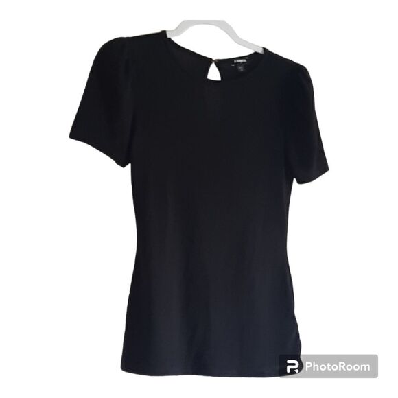 Express Tops - EXPRESS BLACK SHORT PUFF SLEEVE TEE BLOUSE